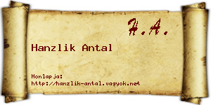 Hanzlik Antal névjegykártya